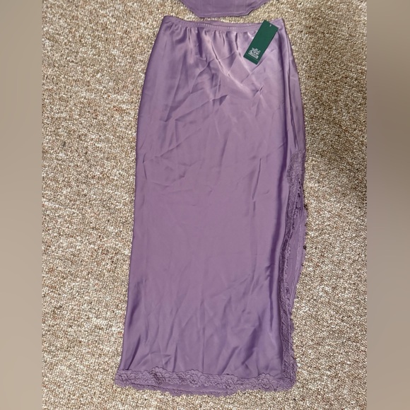 Wild Fable Lavender Women XS/XXS Set Skirt Top Slip Lace Spring Club Sexy - Picture 3 of 10
